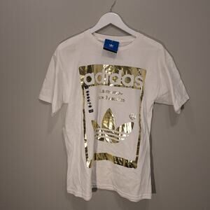 Adidas ADI SuperStar OG White/Gold Metallic T-Shirt Authentic Classic - Size M